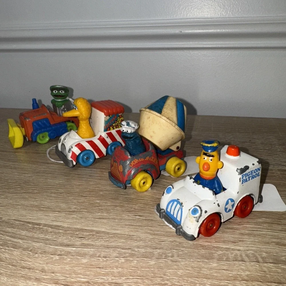 VTG Sesame Street Toy Lot 4 Oscar Grouch Cookie Monster Big Bird Ernie Playskool
